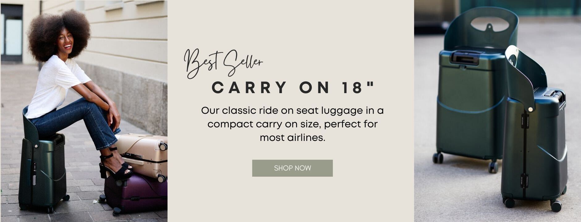 MiaMily Carry on 20 Luggage - The First Ride on Luggage for Both Children and Adults, Accommodating Up to 220lbs. Slate Blue / 20